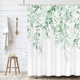 thumbnail image 5 of Mint Green Eucalyptus Shower Curtain Sets, Watercolor Leaves on The Top Plant with Floral Bathroom Decoration 72x72 Inch with Hooks, 5 of 6