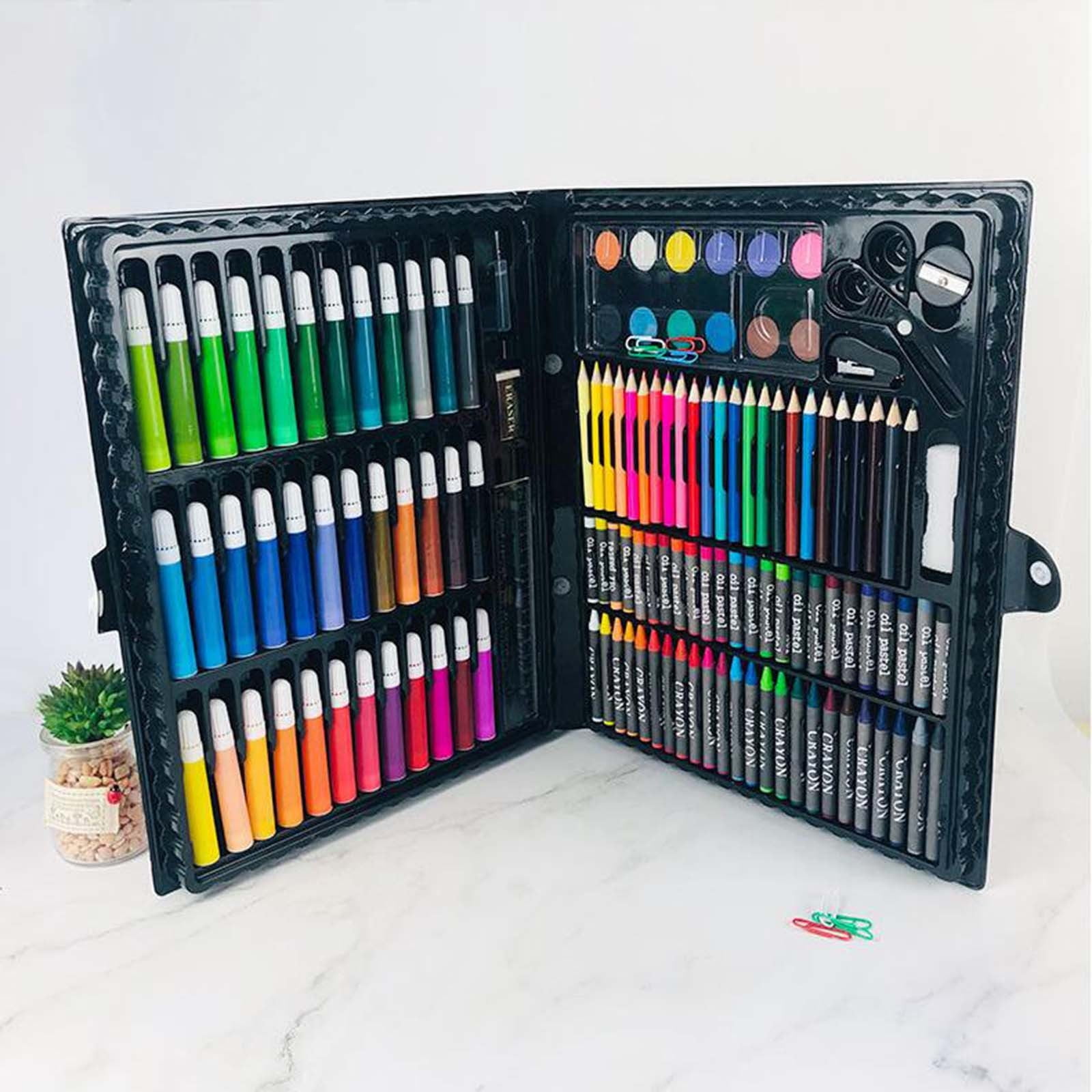 Black 150 Piece Art Painting Set For Kids Watercolor Brush Board Color Pen Kit Children Drawing