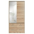 thumbnail image 2 of Pemberly Row Double Sliding Door Armoire with Mirror in Natural Oak, 2 of 9