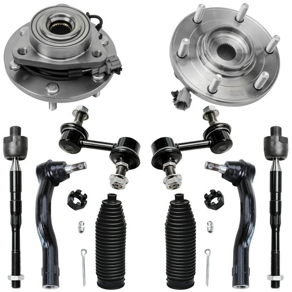 Detroit Axle - 4WD Front Suspension Kit for 2008-2012 Nissan Armada Titan, 08-10 Infiniti QX56, 2 Wheel Bearing & Hubs 4 Tie Rod Ends 2 Sway Bars 2 Boots 2009 2010 2011 Replacement