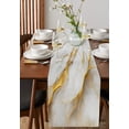thumbnail image 4 of Table Runner Dresser Scarves 120 Inch Long, White Marble Stone Cracks Gold Stripe Linen Dining Table Runners Wild Natural Abstract Granite Tabletop Scarf for Wedding Holiday Party Kitchen, 4 of 7