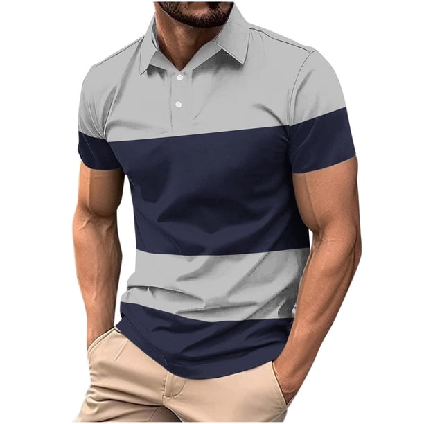 Blusa y camisa de manga corta con cuello vuelto para hombre, informal, de manga larga, con botones estampados, de poliéster