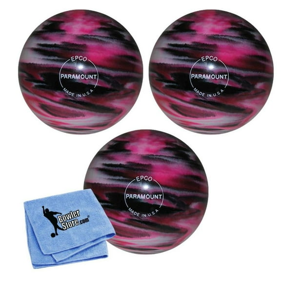 EPCO Duckpin Bowling Balls - Marbleized - Magenta, Black White (4 3/4 inch- 3lbs. 8 oz.) 3 Balls