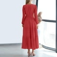 thumbnail image 6 of Busydd Women Dresses Solid Color Long Sleeve Wedding Guest Dresses for Women Casual V Neck Tunic Fall Dress Fashion Pleated Tiered Midi Dresses for Women XL, 6 of 9