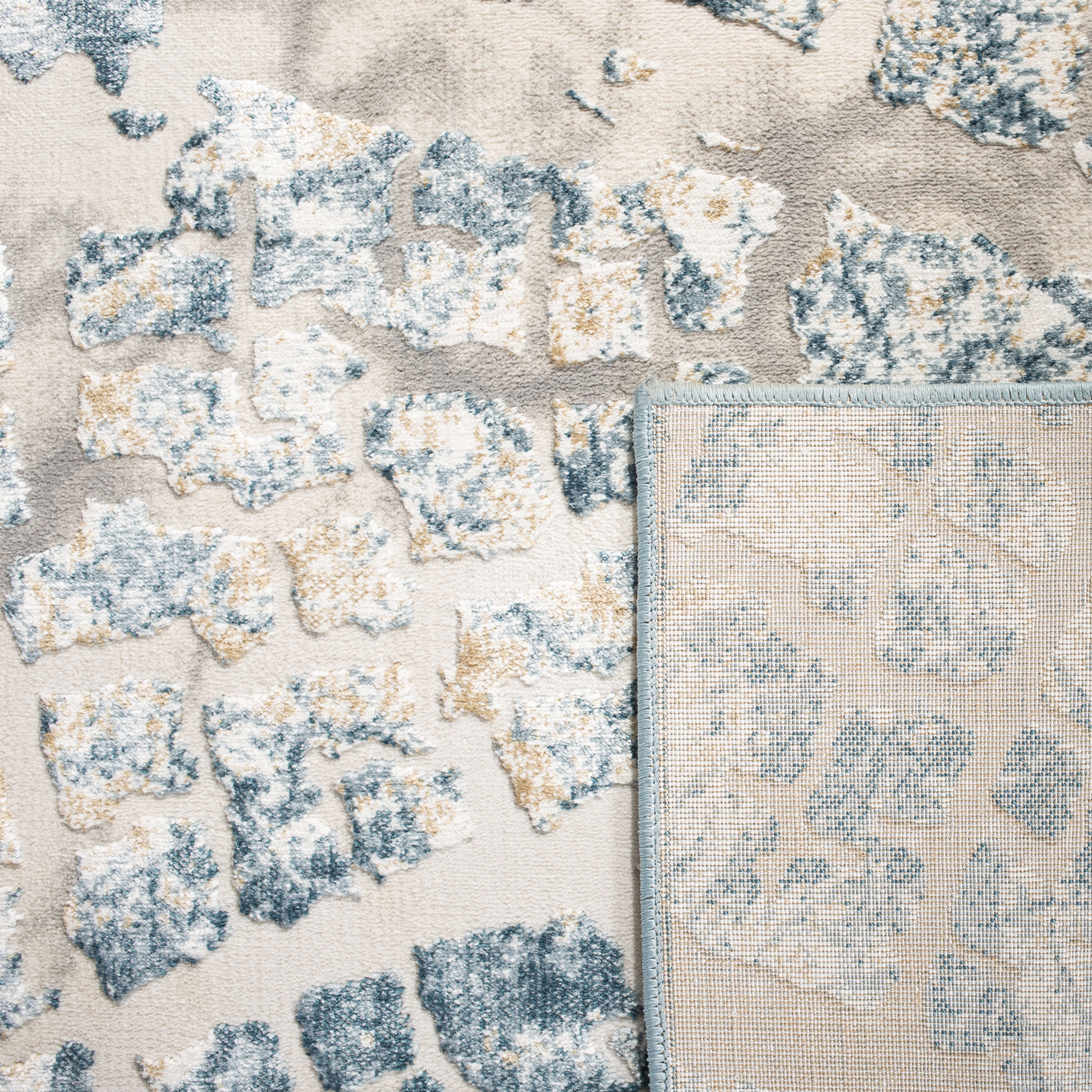 SAFAVIEH Vogue Zowie Abstract Area Rug, Ivory/Teal, 6'7" x 6'7" Square