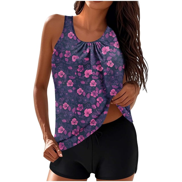 Trajes de baño para mujer Traje de baño para mujer Conjunto de estampado de moda para mujer Traje de baño deportivo de dos piezas Conjunto de traje de baño para mujer con pantalones cortos Trajes de b