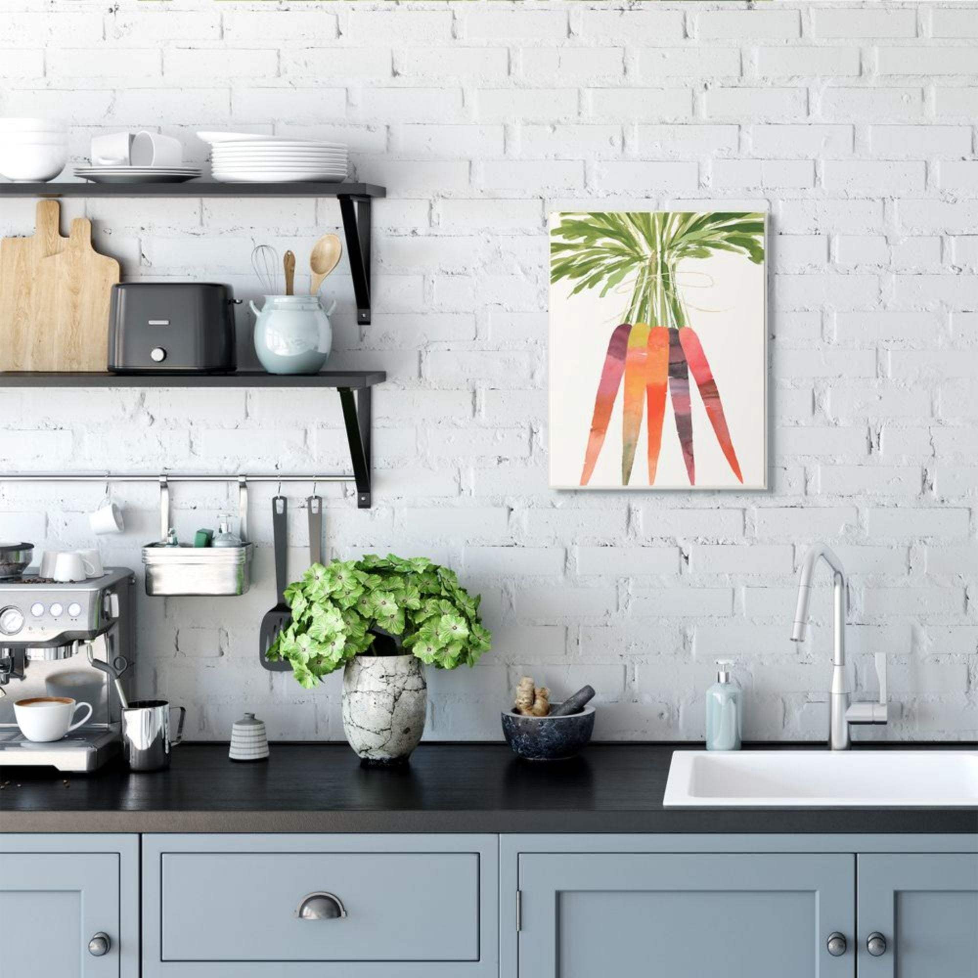 Stupell Industries Watercolor Carrot Vegetable Bunch Harvest Food Design by Annie Warren