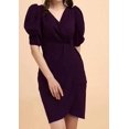 thumbnail image 3 of Women's Puff Sleeve V-Neck Bodycon Casual Mini Dress, 3 of 4