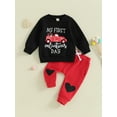 thumbnail image 2 of Bslissey Baby Girls Valentine's Day 2Pcs Outfits Long Sleeve Letter Truck Print Sweatshirt + Heart Print Pants 6M 12M 18M 24M Infant Toddler Casual Daily Clothes, 2 of 10