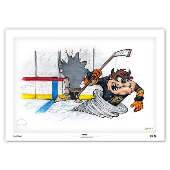 Tasmanian Devil Anaheim Ducks 14" x 20" Looney Tunes Fine Art Print - Limited Edition