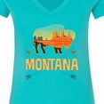 thumbnail image 4 of Inktastic Montana Buffalo Silhouette Women's V-Neck T-Shirt, 4 of 5