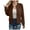 Brown, variant on 2025 Bomber Jacket Women Textured Lightweight Zip Up Jackets Casual Stand Collar Zipper Coat Fall Fashion Outerwear Top Grey, S