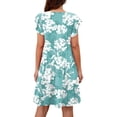 thumbnail image 7 of Pop Seller Summer Beach Dress For Women Casual Round Neck Tunic Ruffle Short Sleeve A-Line Tiered Babydoll Dress Flowy Mini Dress Light Blue 2XL, 7 of 7
