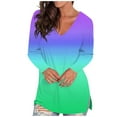thumbnail image 3 of DondPO Long Sleeve Shirts for Women Sweatshirt for Women Women -Dye OfficeCasual Shirt Womens Tops Graphic Tees Purple XL, 3 of 8