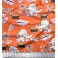 thumbnail image 1 of Soimoi Rayon Fabric Leaves,Tree Stump & Baby Elephant Kids Printed Fabric 1 Yard 56 Inch Wide, 1 of 3