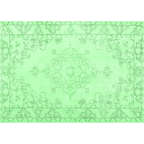 Ahgly Company Indoor Rectangle Persian Emerald Green Traditional Area Rugs, 7' x 10'