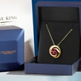 thumbnail image 5 of Gem Stone King 18K Yellow Gold Plated Silver Round Red Created Ruby 3 Stone Circle Pendant Necklace for Women (0.75 Cttw, Gemstone July Birthstone, With 18 inch Chain), 5 of 6