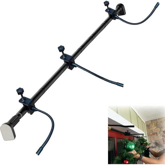 Garland Hanger for Front Door, Adjustable Fits 32"- 80" Doors, Heavy-Duty Christmas Halloween Decoration Holder for Wreaths, No Screws, Drilling, Glue-Damage-Free