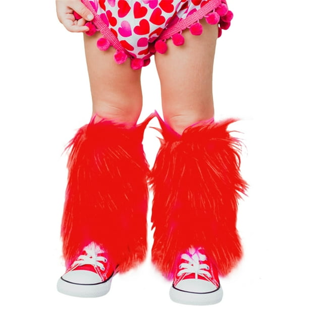 Faithtur Girl's Faux Fur Leg Warmers Solid Color Soft Cozy Fuzzy Boot Cuff Cover Party Costumes