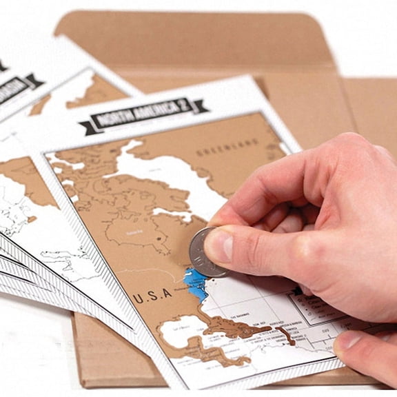 Deluxe Diary Travel Travelogue Scratch Map Travel Log Tourist Maps Notebook Journal Stickers Poster Gift with 8 mini Global Map,8.9X6.7 inch