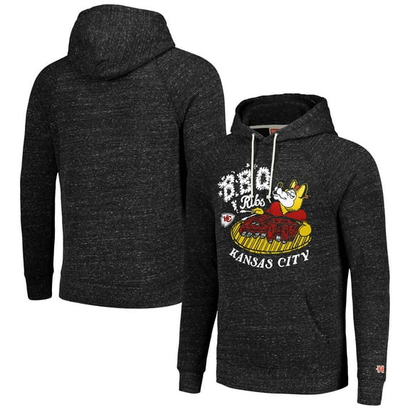 Unisex Homage Charcoal Kansas City Chiefs NFL x Guy Fieri-s Flavortown Tri-Blend Pullover Hoodie