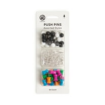 U Brands Push Pin Variety Pack, Assorted, Steel Point, 80 Count, 578U
