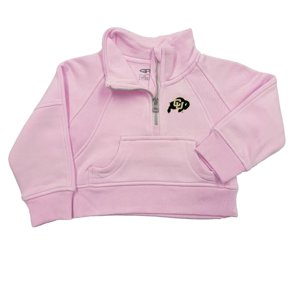Girls Toddler Garb Pink Colorado Buffaloes Cropped Dawn Funnel Neck Half-Zip Sweatshirt