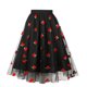 thumbnail image 1 of Falda de talla grande de malla bordada con cerezas, falda de talle alto y vuelo grande, línea A, 1 of 4