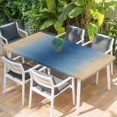 thumbnail image 2 of Navy Blue Yellow Ombre Table Cloths for 6 Foot Rectangle Tables, Farmhouse Modern Gradient Art Patio Waterproof Elastic Fitted Tablecloths, Washable Rectangular Table Cover for Camping, 2 of 8