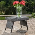 thumbnail image 3 of Outdoor Wicker End Table with Aluminum Frame, Mixed Mocha, 3 of 8