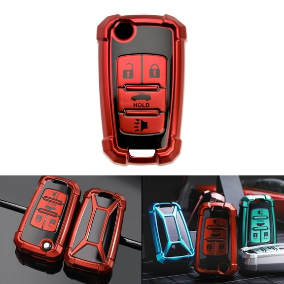 Xotic Tech Red Full Protect Remote Smart Key Fob Cover Case Compatible with Chevrolet Camaro, Cruze, Equinox or Buick Allure, Encore, Lacrosse or GMC Terrain etc. (4-Buttons Key)
