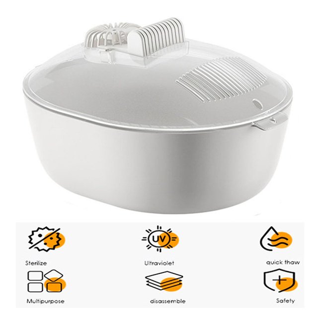4 in 1 Defroster,Sterilize, Drying and Drain for Frozen Meat, Kitchen Thawing Board, Large Capacity Electricity Atomized Defroster Thawing Tray for Frozen Meat, Fish, Veggies.