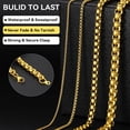 thumbnail image 5 of ChainsProMax 6mm Men Necklace Box Chain 14K Gold Plated Stainless Steel Chain Necklace for Men Fathers Day Jewelry Gift, 5 of 7