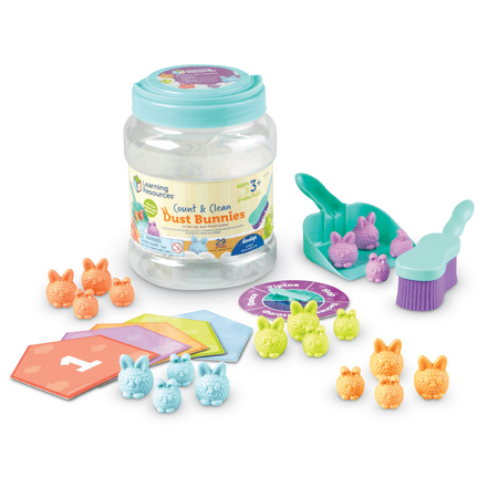 UPC: 0765023050738 | Learning Resources Count & Clean Dust Bunnies – 29 Pieces Toddler Toys for Boys and Girls Ages 3+ Educational Toys for Kids