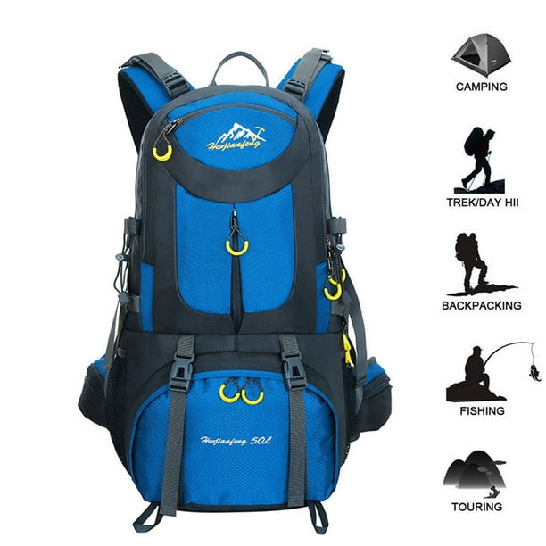 Xzngl Hiking Essentials For Women 50l Hiking Backpack, Waterproof Camping Essentials Bag, 45+5 Liter Lightweight Backpacking Back Pack Blue