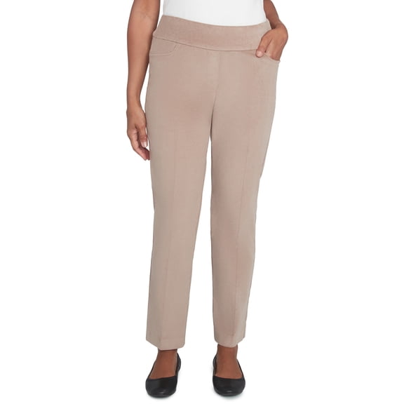 Alfred Dunner Womens Petite Modern Corduroy Faux Fly Front Average Length Pant