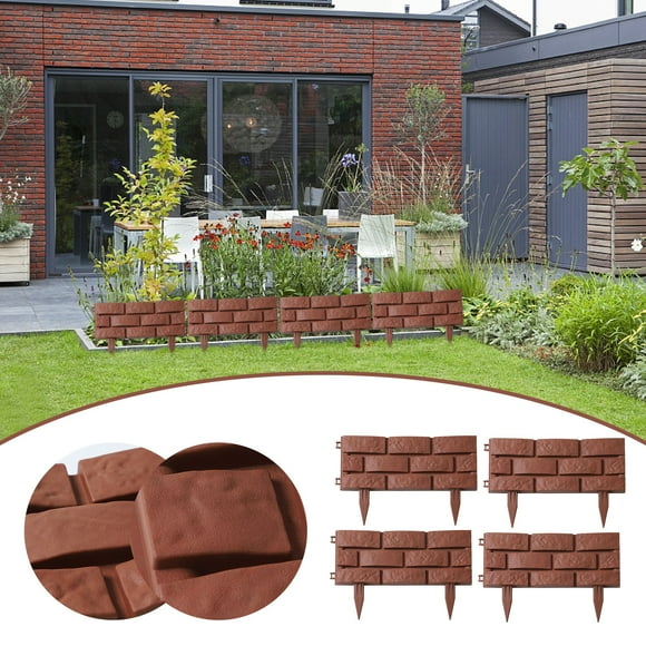 Garden Edging Border,Garden Fence Edging,4Pcs Plastic Edgings Garden Picket Fence - Grass Flowerbeds Plant Borders - Decorative Scenery Road Panels - Weather Proof Plastic Garden Fence
