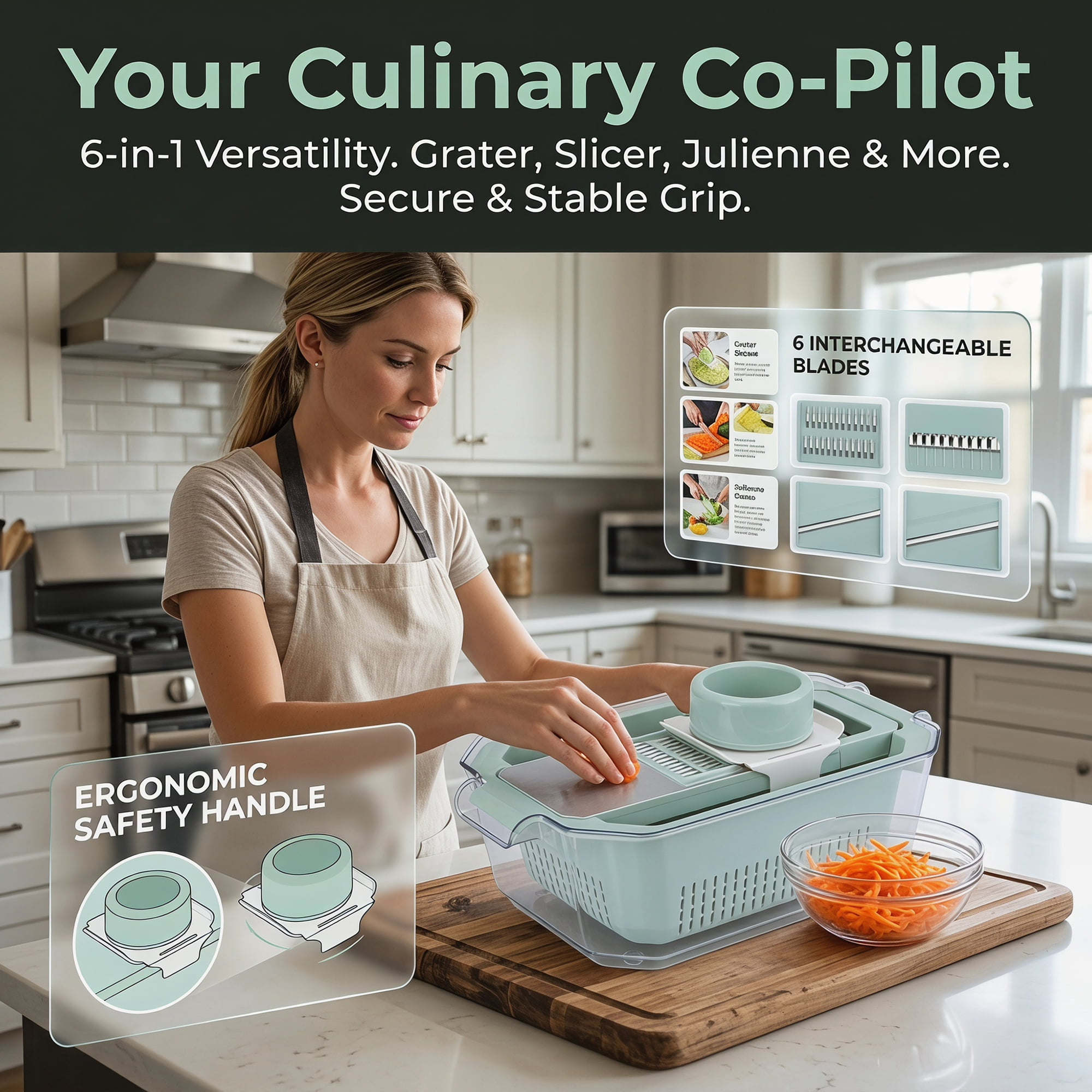 Unique Bargains Kitchen Slicer and Vegetable Chopper for Cooking 6 in 1(C) 13.6"x8.3"