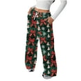 thumbnail image 2 of ClodeEU Women's Christmas Print Flannel Pants With Pockets ,Elastic Waist Pant With Drawstring ,Fashion Loose Pant Multicolor 08,Womens Plus XXL, 2 of 7