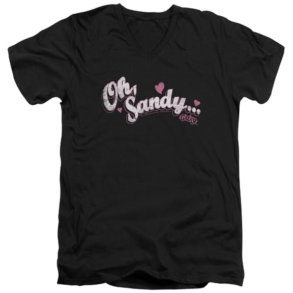 Grease Oh Sandy Adult V-Neck T-Shirt Black