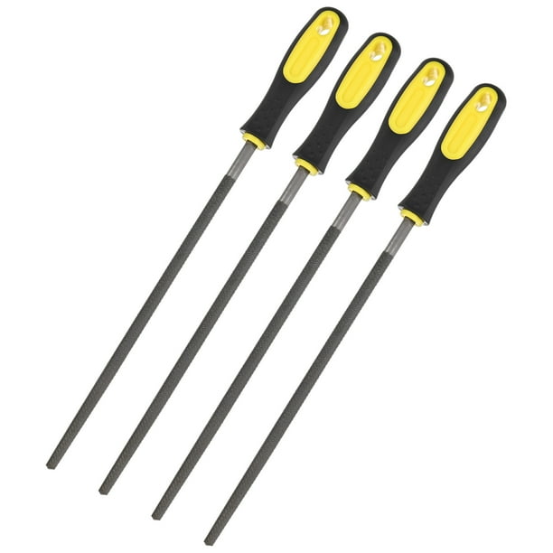 Uxcell Paquete de 4 Archivos Metálicos Redondos de 10 Pulgadas, Archivo de Acero de Alto Carbono con Mango