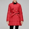 thumbnail image 6 of YYDGH Women's Winter Coats Double Breasted Notched Lapel Puffer Jackets Long Sleeve Tie Waist Quilted Jacket Warm Outwear with Pockets, 6 of 9