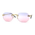 thumbnail image 1 of Art Nouveau Luxury 90s Rimless OG Oval Sunglasses Gold Purple Pink Gradient, 1 of 4
