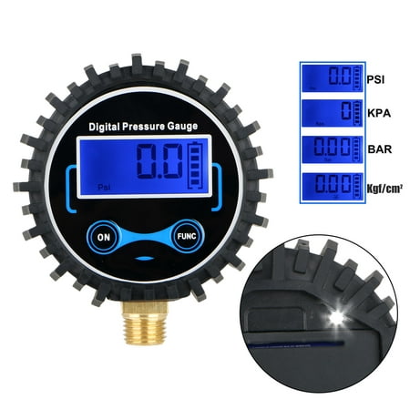 TSV LCD Digital Tire Pressure Gauge (230 PSI) - Night Vision Air Pressure Gauge Connector Perfect for