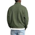 thumbnail image 5 of Zedker Fashion Honeycomb Knitted Casual Long Sleeve Quarter Zipper Shirts for Men Comfy Stand Collar Loose Breathable Tops,Army Green,S, 5 of 6
