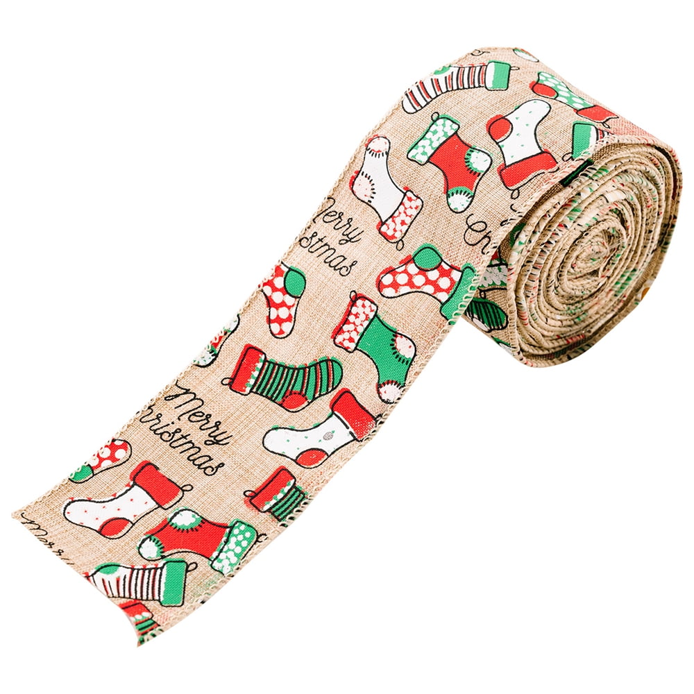 6 Rolls Christmas Wired Ribbons 2.36 Inch x 16.4 ft Christmas Element