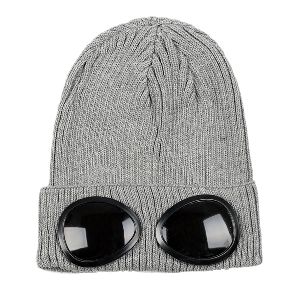 Unisex Fashion Sunglasses Decorated Pilot Knitted Hat Winter Warm