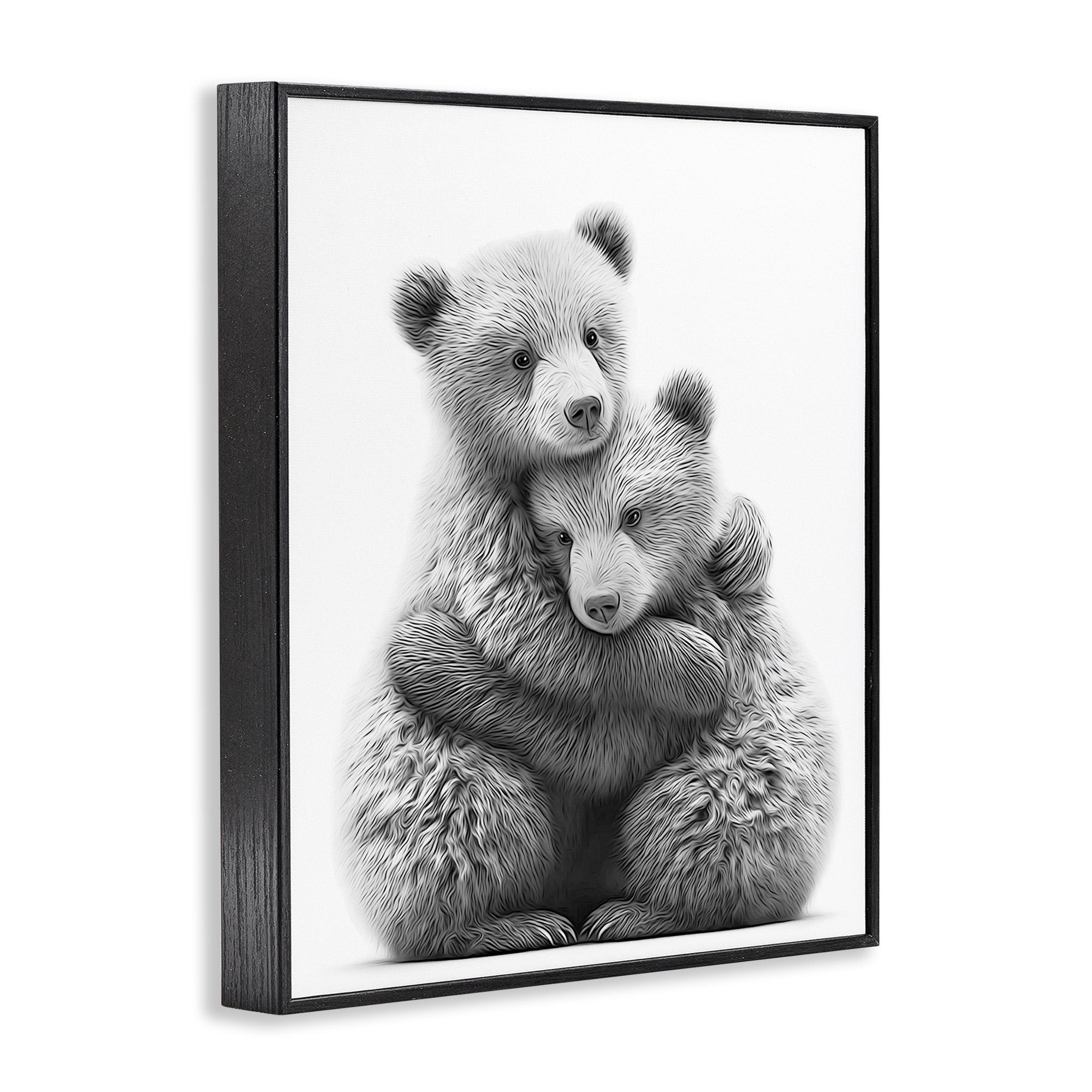 Stupell Industries Two Hugging Bears Animals & Insects Painting Black Framed Art Print Wall Art, 24 x 30
