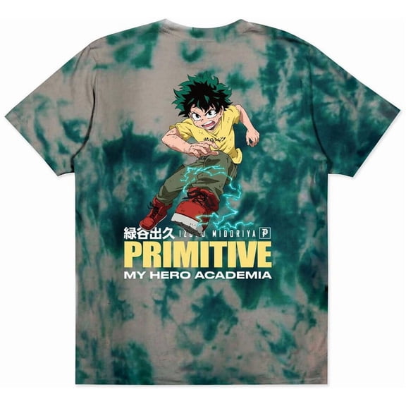 Primitive Skateboarding Men's X My Hero Academia Full Cowl Tie Dye Tee T-Shirt (Small, Green Tie Dye)
