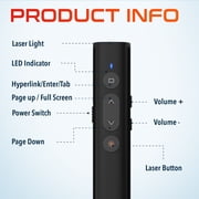 Delton LP21 2.4GHz Wireless Presenter Remote, Computer Presentation Clicker with Hyperlink & Volume Remote Control, Laser Pointers for Presentations for PowerPoint slide/Google Slide/PPT